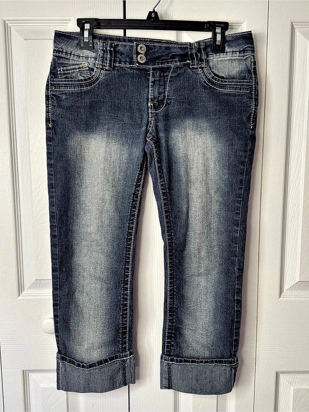 BONGO Women's Low Rise Cropped Jeans Waist 11 Blue